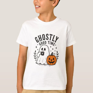 Ghostly Good Time Cute Ghost Coffee Pumpkin T-Shirt