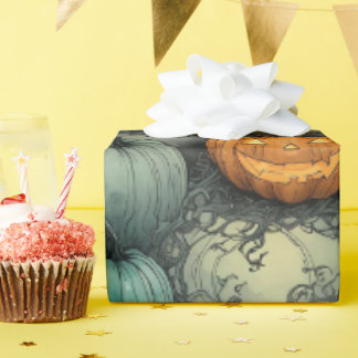 Ghostly Gourd Garden Pattern Wrapping Paper