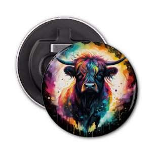 Ghostly Grace: Spectral Holographic Highland Cow, Bottle Opener