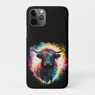 Ghostly Grace: Spectral Holographic Highland Cow, iPhone 11 Pro Case