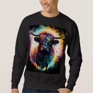 Ghostly Grace: Spectral Holographic Highland Cow, Sweatshirt