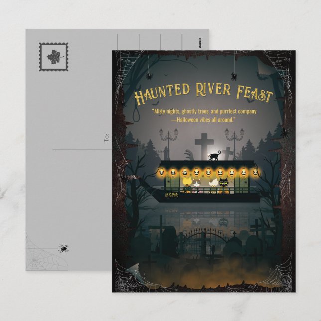 Ghostly Graveyard Cruise Holiday Postcard (Front/Back)