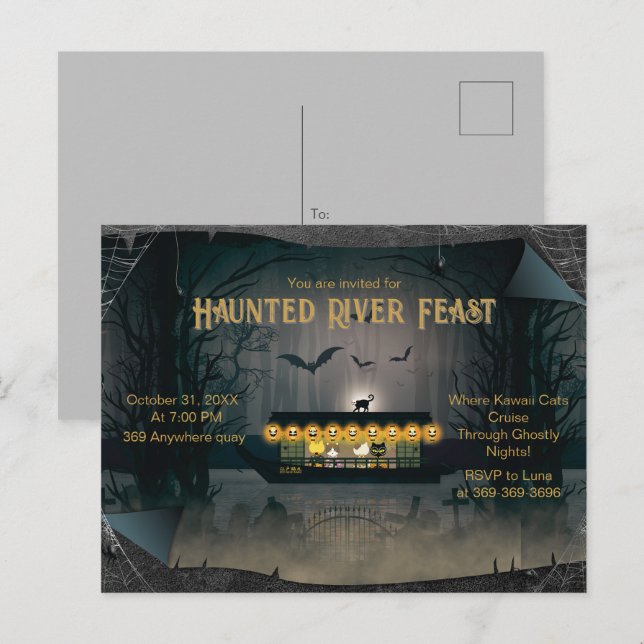 Ghostly Graveyard Cruise Invitation Postcard (Front/Back)