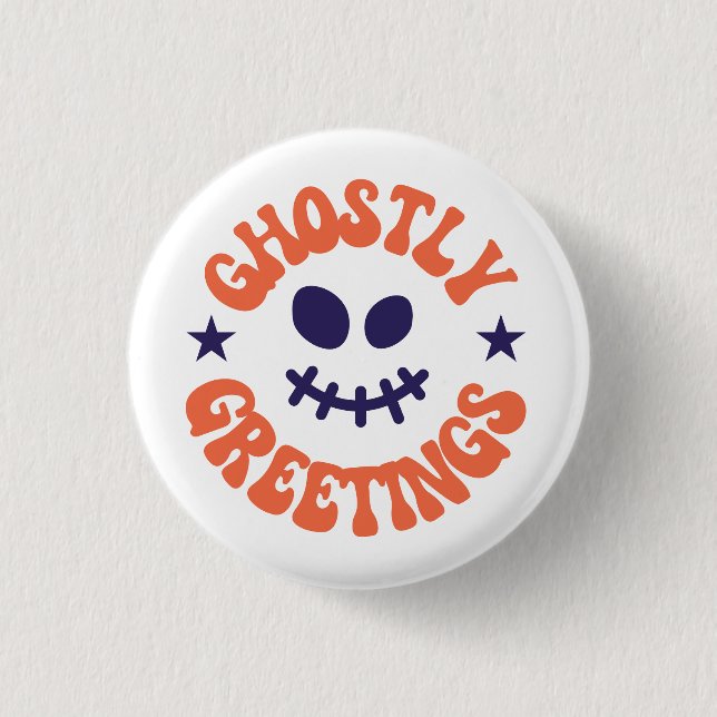 ghostly greetings,halloween 3 cm round badge (Front)