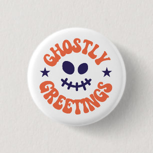 ghostly greetings,halloween 3 cm round badge