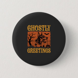 Ghostly Greetings Halloween Doberman Cemetery Desi 6 Cm Round Badge