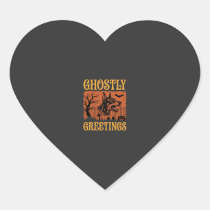 Ghostly Greetings Halloween Doberman Cemetery Desi Heart Sticker