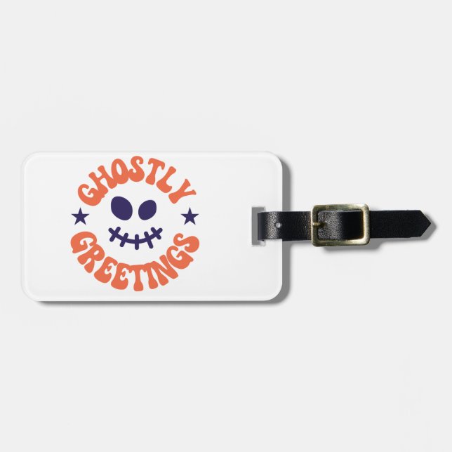 ghostly greetings,halloween luggage tag (Front Horizontal)