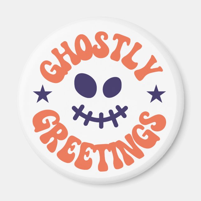ghostly greetings,halloween magnet (Front)
