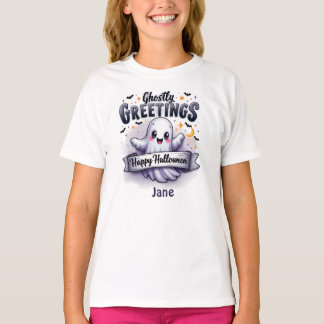 Ghostly Greetings Happy Halloween Ghost T-Shirt