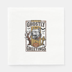Ghostly Greetings Shirt Vintage Engraving Hallowee Napkin