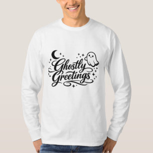 Ghostly Greetings Spooky Chic Halloween Art T-Shirt