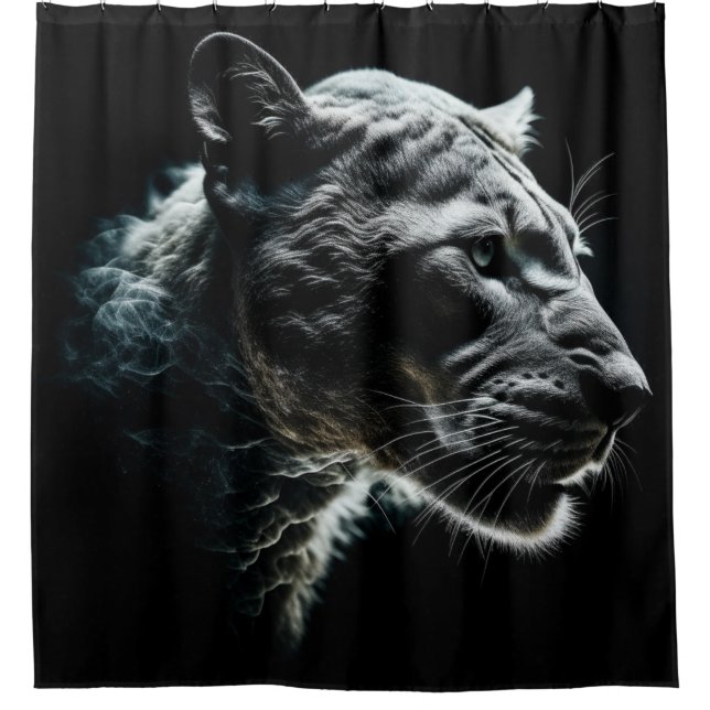 Ghostly Grey Cougar Shower Curtain (Front)
