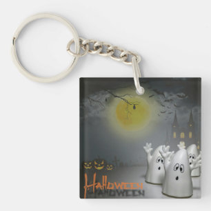 Ghostly Halloween Acrylic Keychain