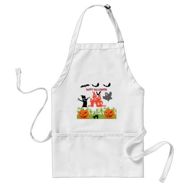 Ghostly Halloween Floating Characters Art Standard Apron (Front)