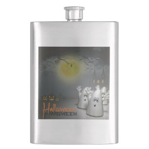 Ghostly Halloween Hip Flask