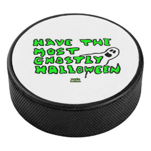 Ghostly Halloween Hockey Puck