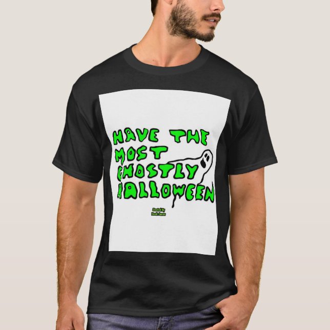 Ghostly Halloween Men's Black Basic T Shirt (Front)