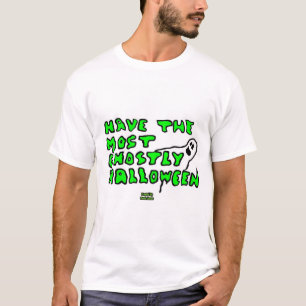 Ghostly Halloween Men's White Basic T Shirt