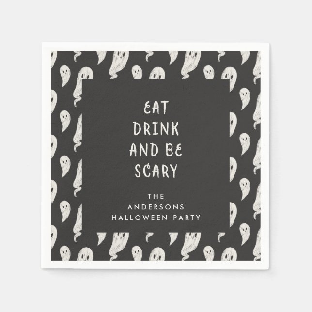 Ghostly halloween party halloween napkins (Front)