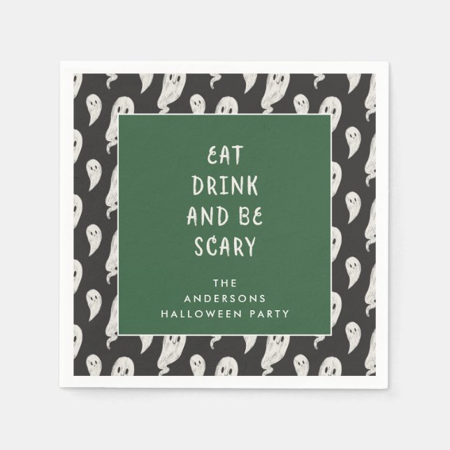 Ghostly halloween party halloween napkins (Front)