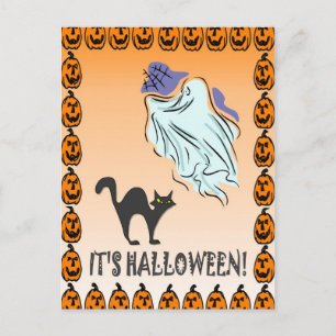 Ghostly halloween postcard