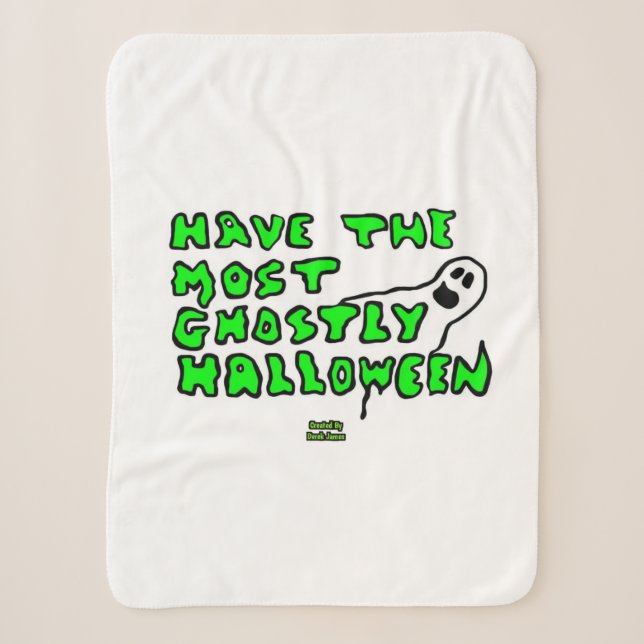 Ghostly Halloween Small Sherpa Blanket (Front)
