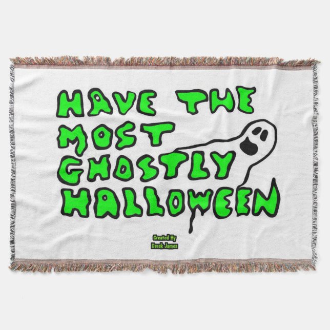 Ghostly Halloween Throw Blanket (Front)