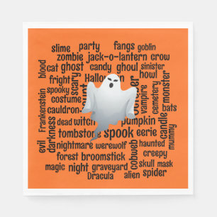 Ghostly Halloween Word Cloud Napkin