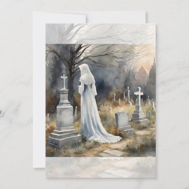 Ghostly maiden in the cemetery  invitation (Front)