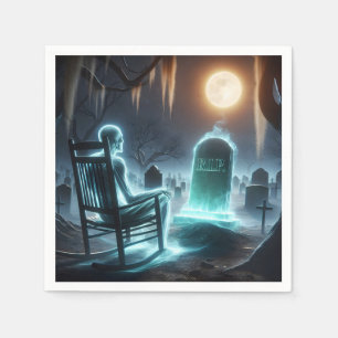 Ghostly Man In Cemetery Napkin