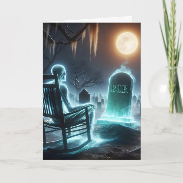 Ghostly Man Sitting In Rocking Chair Card (Front)