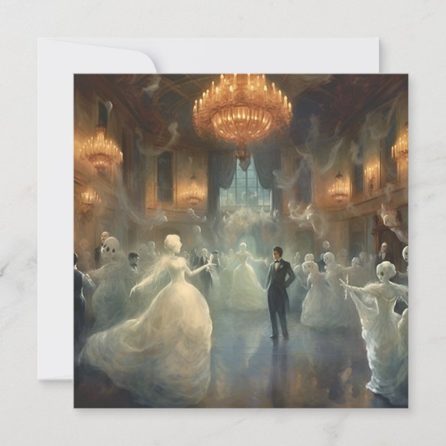 Ghostly Masquerade Ballroom Dance Invitation (Front)