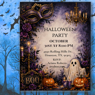 Ghostly Masquerade Halloween Party  Invitation