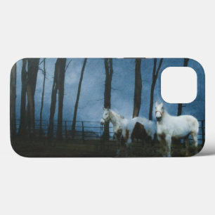 Ghostly Percheron Horses at Midnight iPhone 13 Case