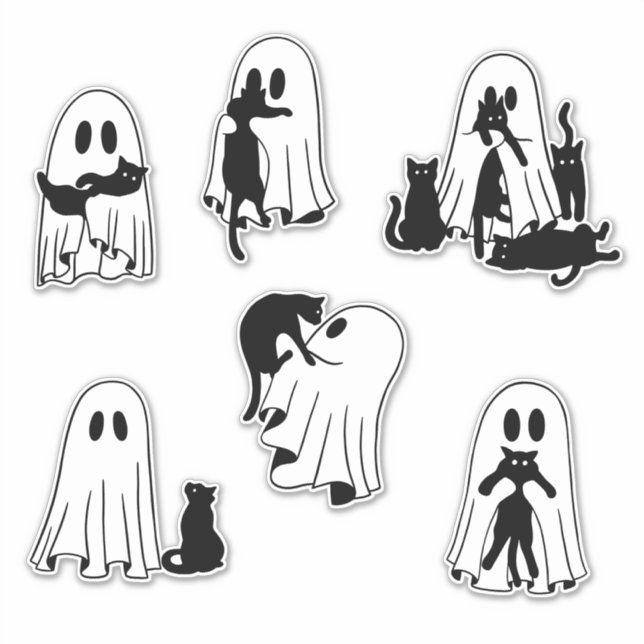 Ghostly Playmates Cute Ghost and Black Cat Pack (Front)