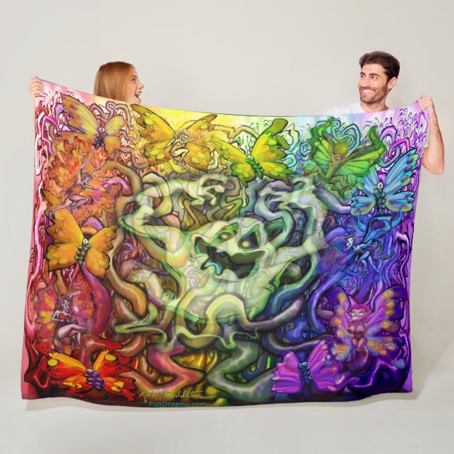 Ghostly Rainbow Magic Fleece Blanket (In Situ)
