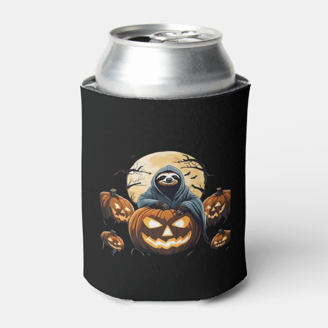 Ghostly Sloth's Midnight Haunt Classic T-Shirt Can Cooler (Can Front)