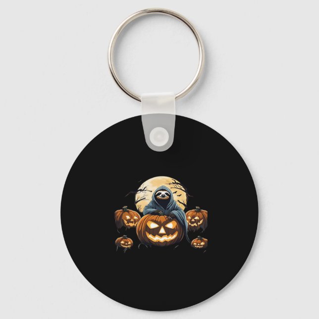 Ghostly Sloth's Midnight Haunt Classic T-Shirt Key Ring (Front)