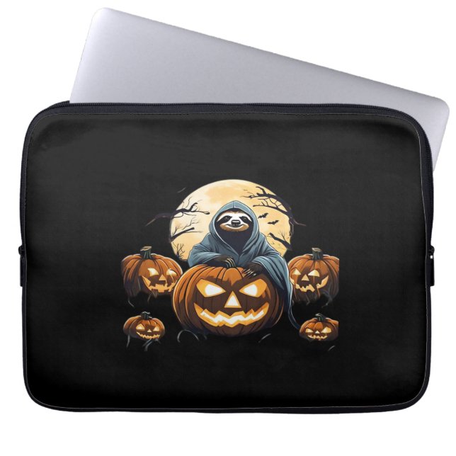 Ghostly Sloth's Midnight Haunt Classic T-Shirt Laptop Sleeve (Front)