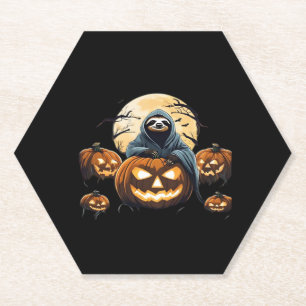 Ghostly Sloth's Midnight Haunt Classic T-Shirt Paper Coaster