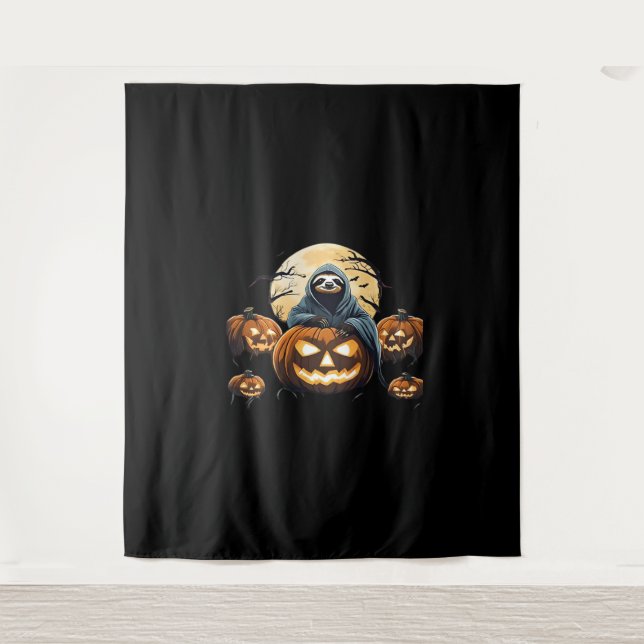 Ghostly Sloth's Midnight Haunt Classic T-Shirt Tapestry (Front)