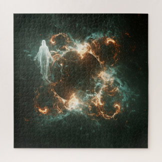 Ghostly Spirit Next to Galactic Explosion in Space Jigsaw Puzzle