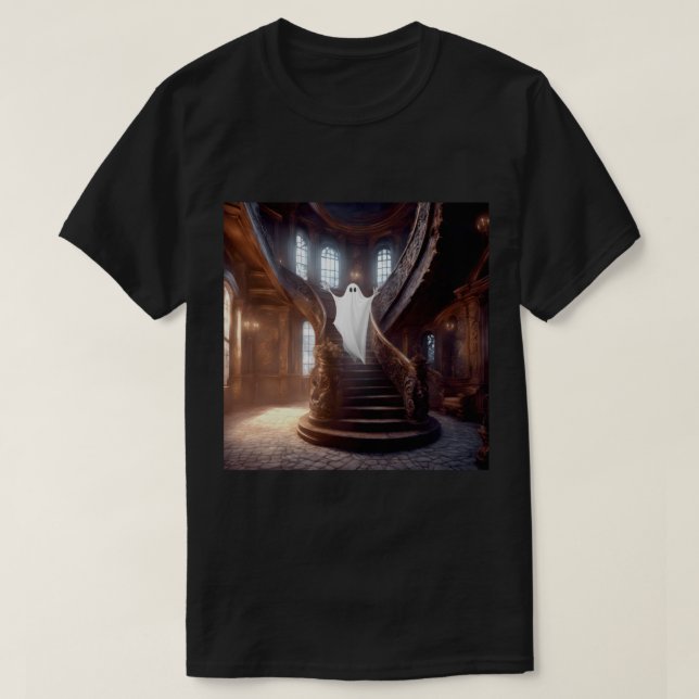 Ghostly Staircase Long  T-Shirt (Design Front)