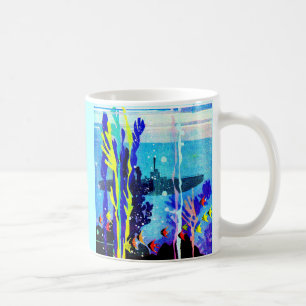 ghostly submarine in tropical waters coffee mug