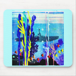 ghostly submarine in tropical waters mouse pad