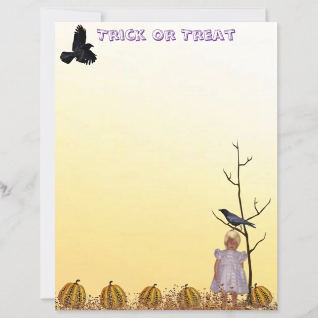 Ghostly Talia with Pumpkins Halloween Stationery (Front)