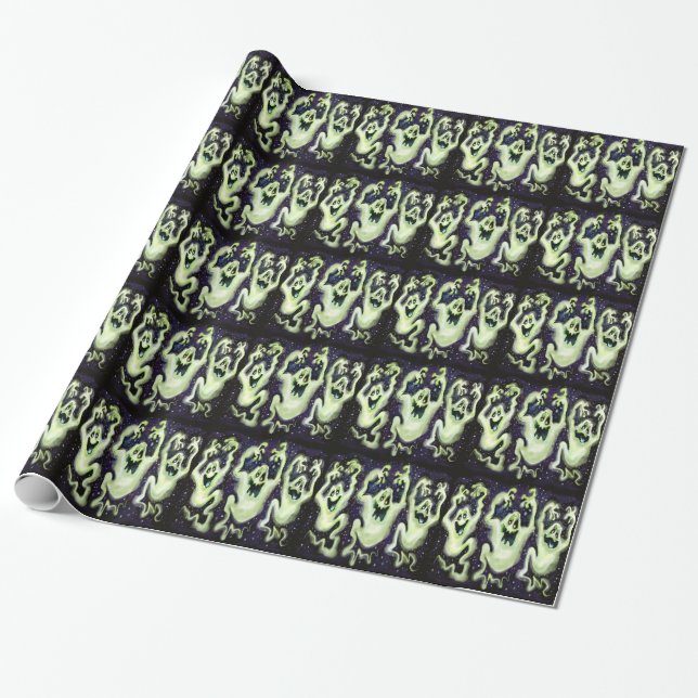 Ghostly Trio Wrapping Paper (Unrolled)