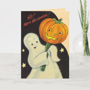 Ghostly Vintage Kids Halloween Card