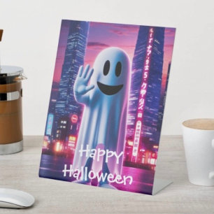 Ghostly Wave & Urban Lights Pedestal Sign